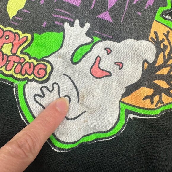 Vintage Kids Halloween Sweatshirt Haunted House Ghost 1980s Jerzees XL 18 Kitsch - Picture 8 of 9